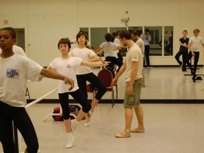 School of Ballet Boy Students practicing at bar